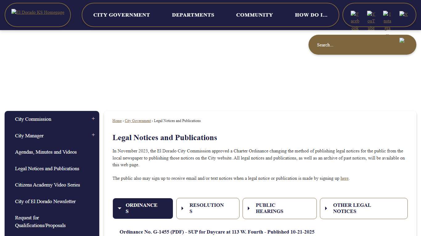 Legal Notices and Publications El Dorado, KS - Official Website