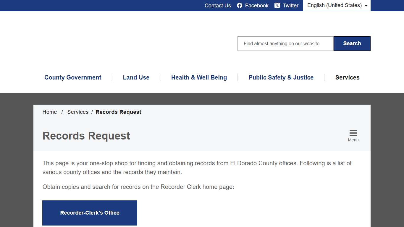 Records Request - El Dorado County